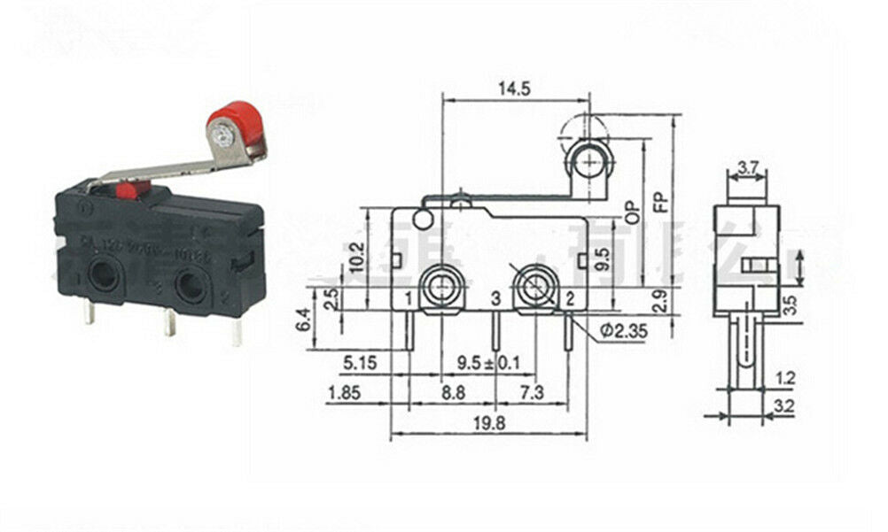 KW12-3 Micro Roller Lever Arm Normally Open Close Limit Switch (10 pack)