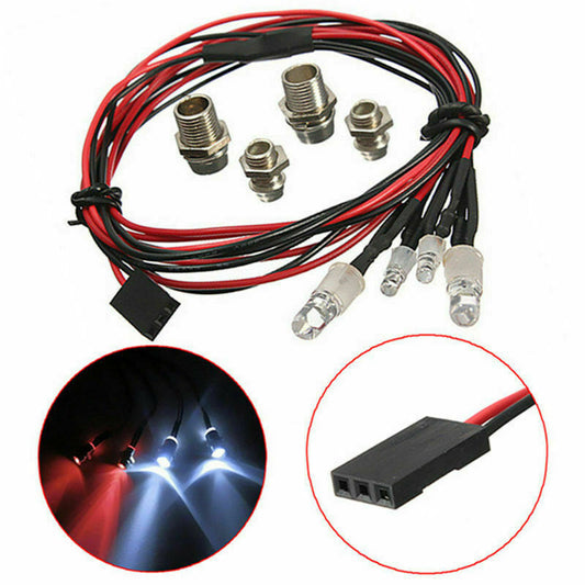 RC Car 5mm White And 3mm Red Headlamps 4 LED Light 1 set (4 Pcs - 2 White 2 Red)
