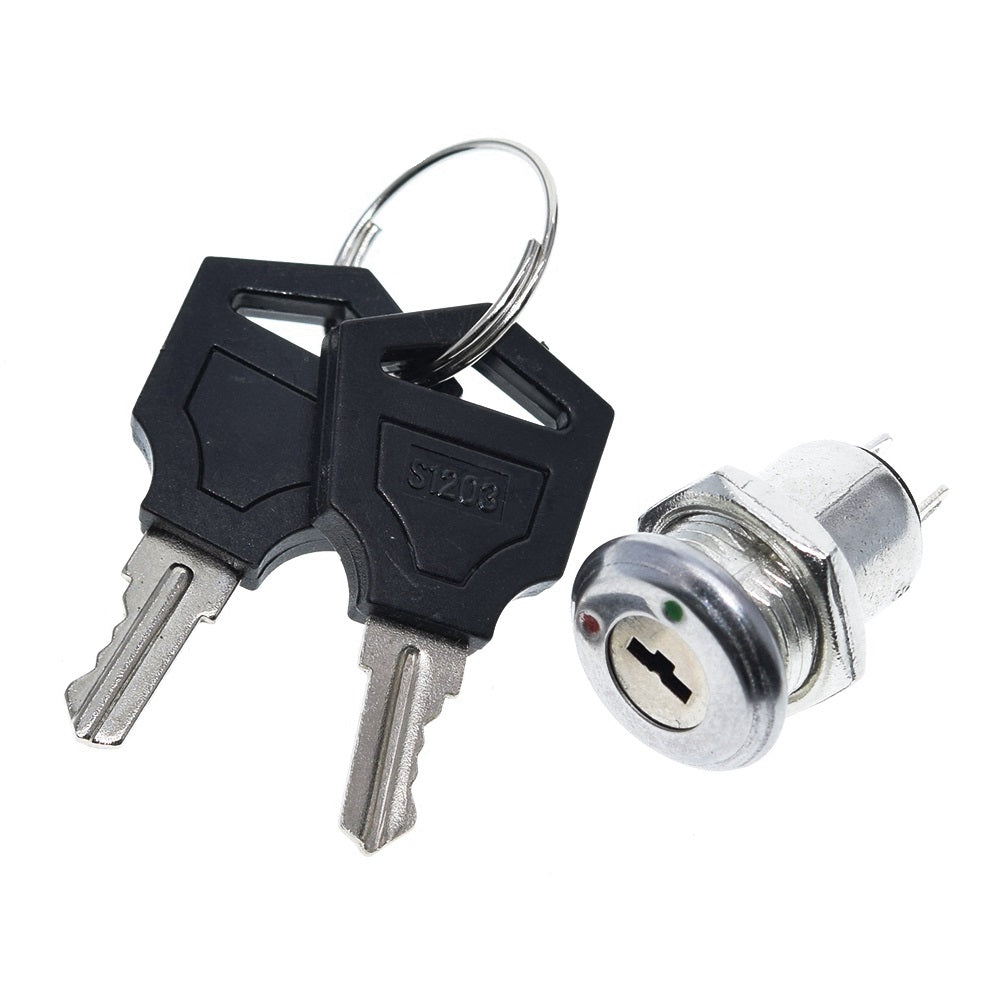 12x21mm Stainless Steel Electronic Key Power Switch Lock  S1203 2PIN 2 Keys
