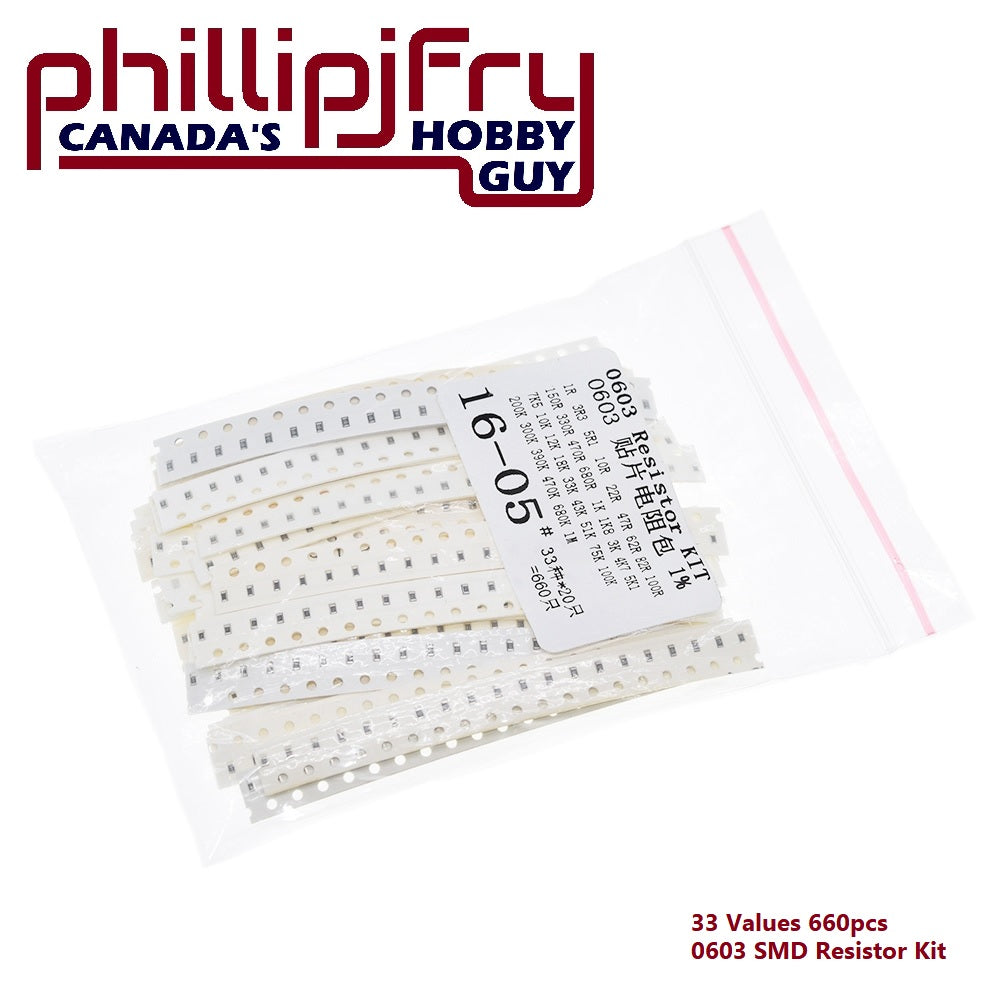 660pcs 0603 SMD Resistor Kit Assorted Kit 1ohm-1M ohm 1% 33values X 20pcs