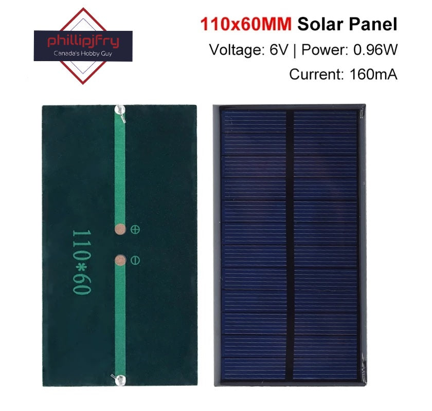 6V 160mA 0.96W Polycrystalline Solar Panel 110X60MM