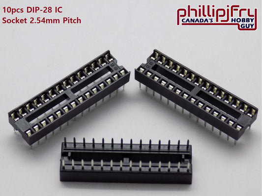 28pin DIP IC Socket Adaptor Solder Type Socket 2.54mm Pitch (10 Pack)