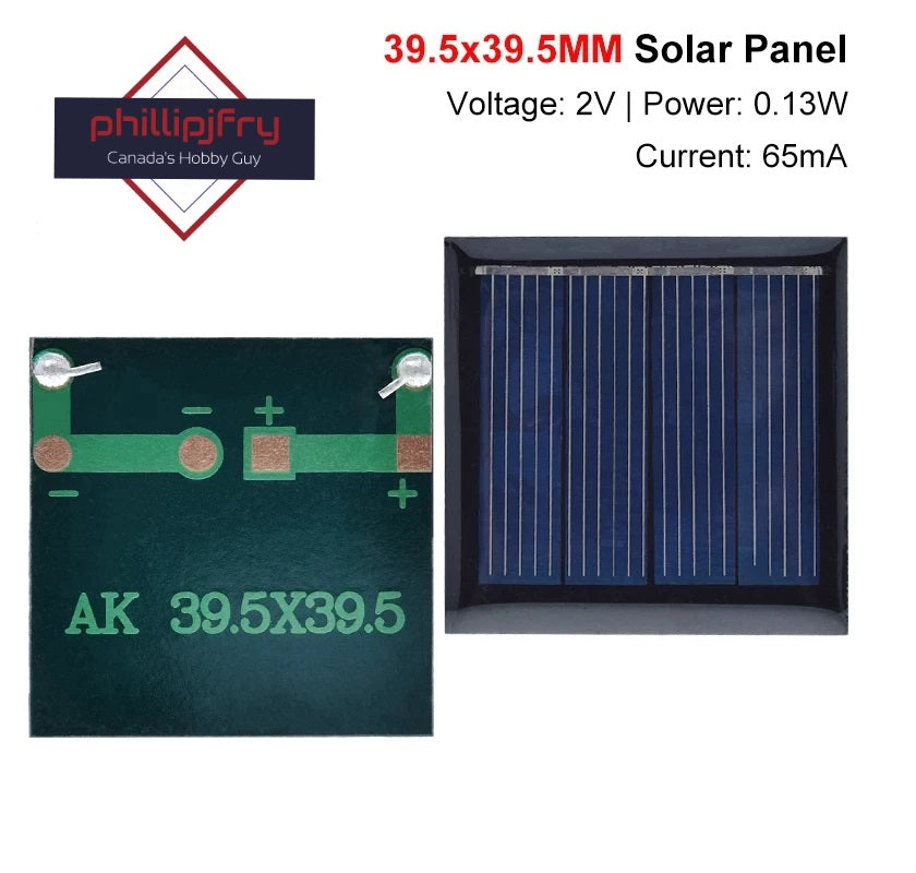 Mini Solar Cell 2V 65mA 0.13W Polycrystalline Solar Panel 39.5*39.5MM