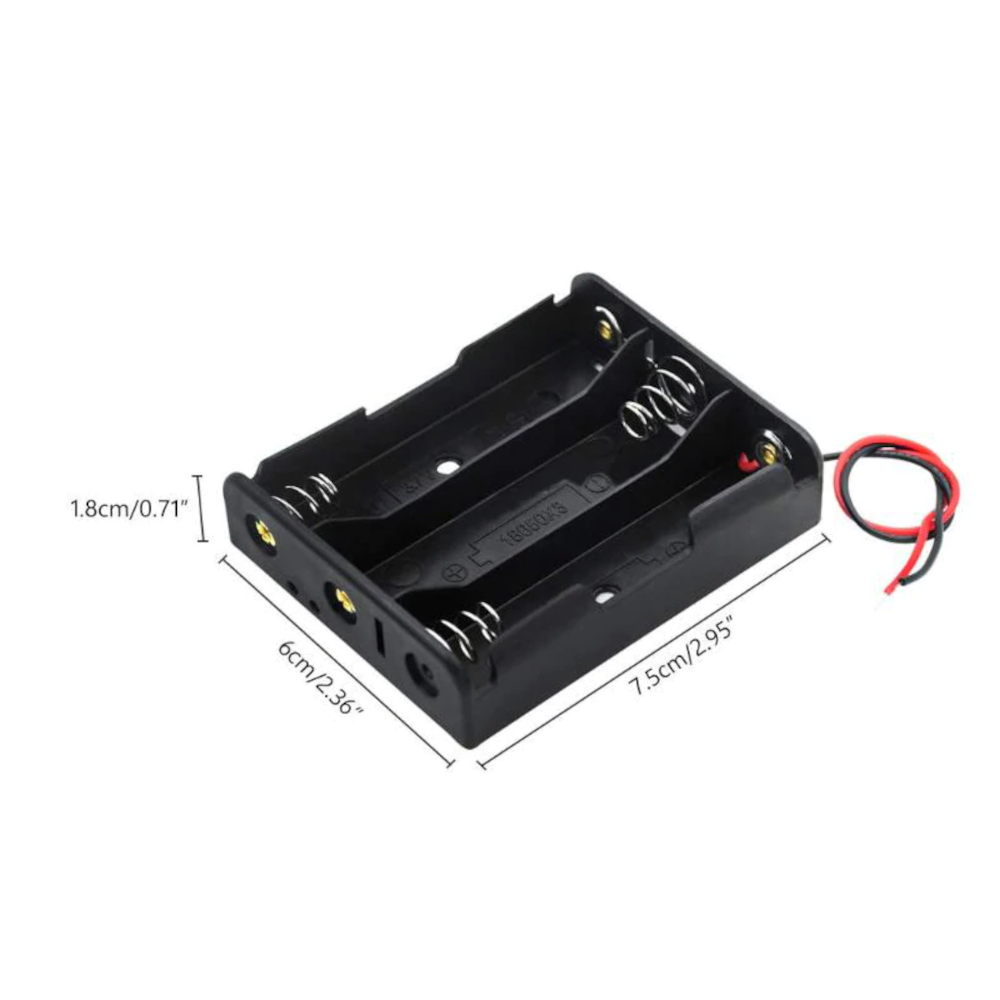 Black Plastic Wired 3 x 1.5V AA Battery Case Holder