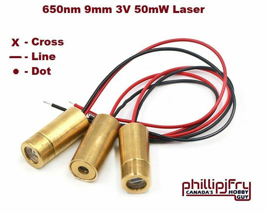 DC Red Laser head 650nm 9mm 3V 50mW Laser Diode Module. Cross/Line/Dot