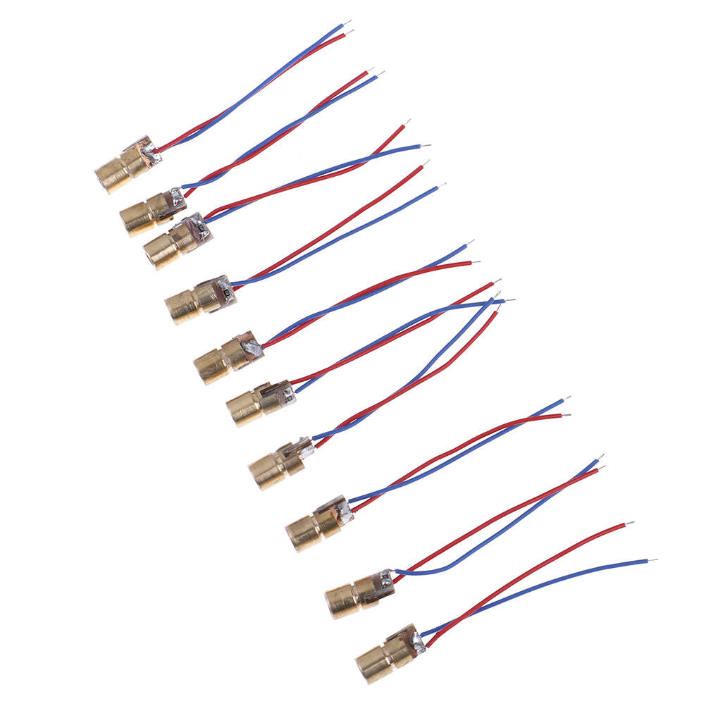 10pcs 650nm 6mm 5V 5mW Red Dot Laser Diode Modules with Wire Leads