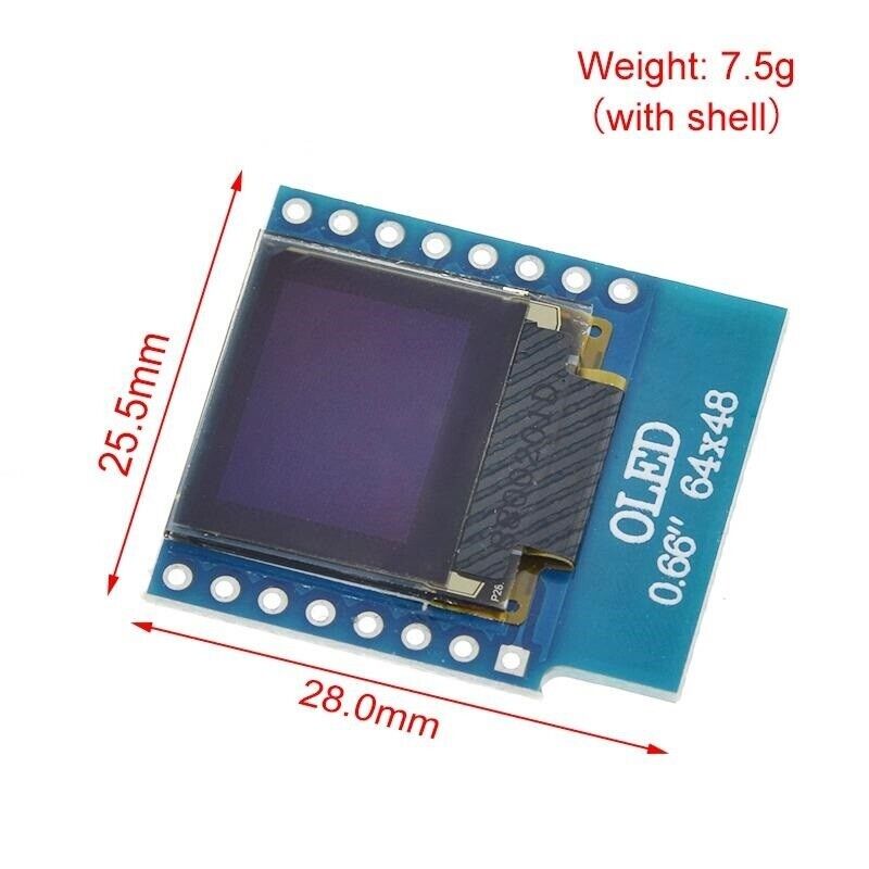 OLED Display Module LCD Screen IIC I2C 0.66 Inch For WEMOS D1 MINI ESP32 Arduino