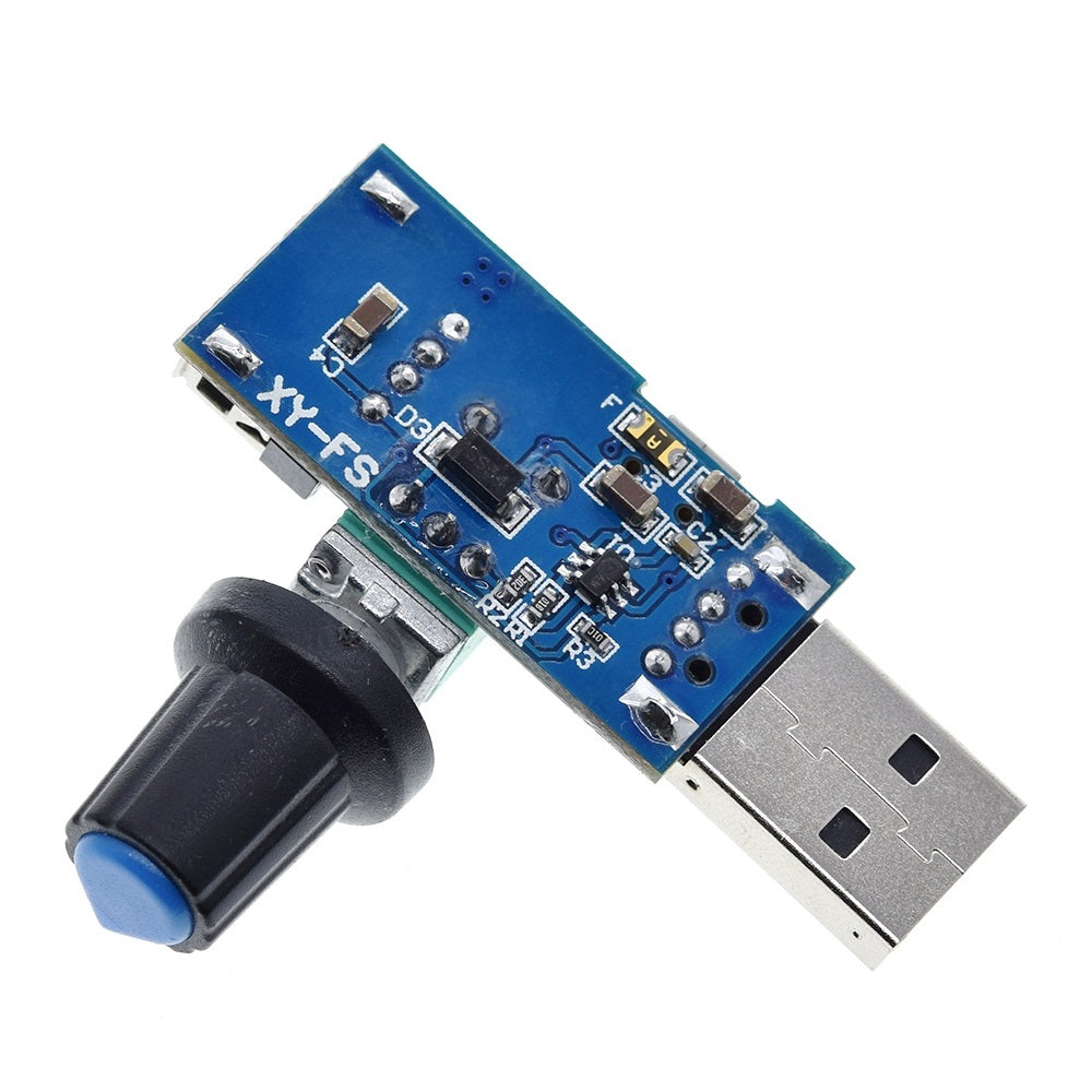 USB Fan Stepless Speed Controller Adjustable Potentiometer with USB Type-A Adapter and Micro