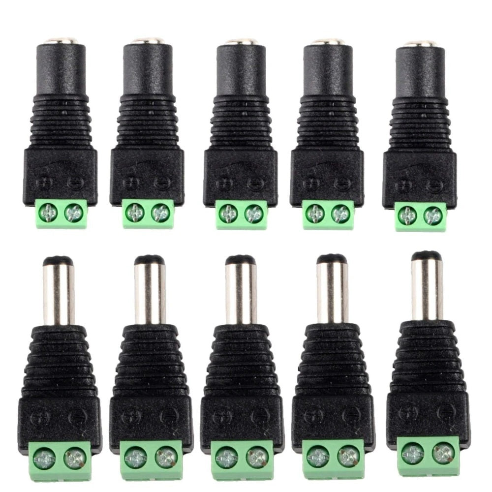 Male/Female DC Power Jack Connector Adapter Plug 2.1 x 5.5mm For CCTV