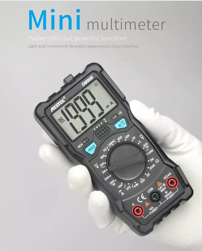 Mestek DM90E Multimeter 600V AC/DC 10A NCV Digital Volt Meter
