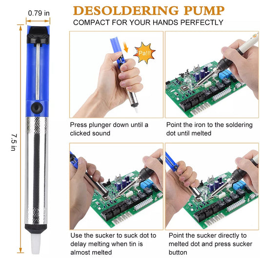 JCD Solder Sucker Desoldering Vacuum Pump Solder Removal Tool PBC repair