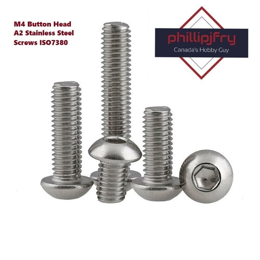 M4 A2 Stainless Steel Allen Hex Socket Button Head Screw Round Head ISO7380 (10 pack)
