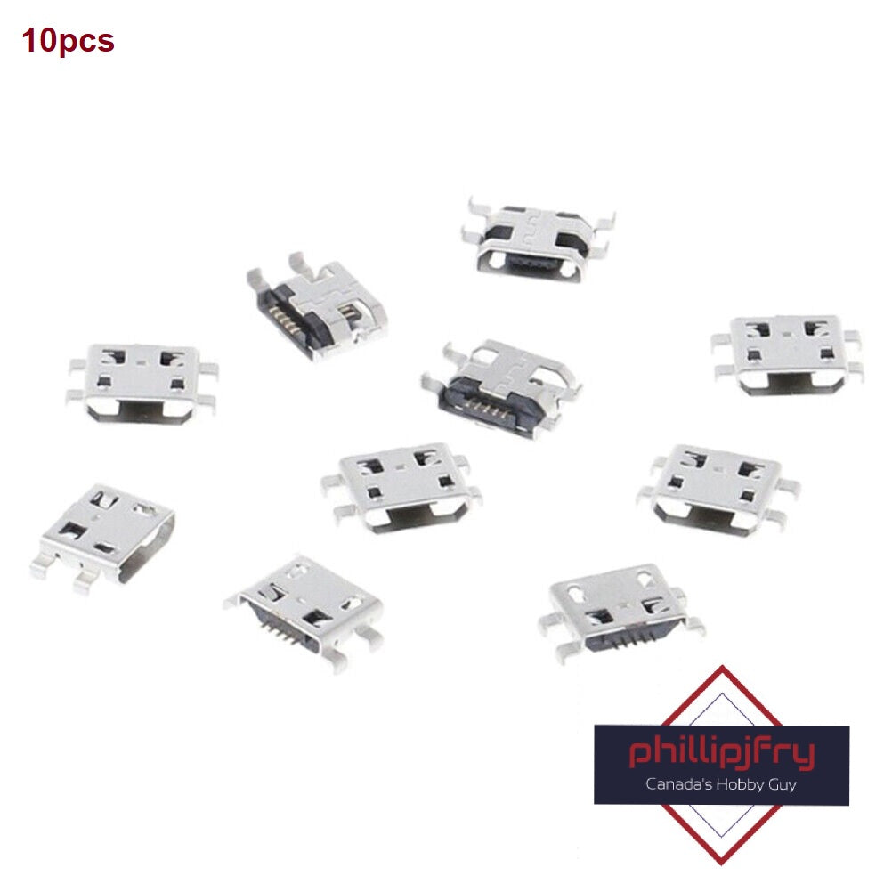 Type B Micro USB 5 Pin Female Charger Mount Jack Connector Socket (10 Pack)
