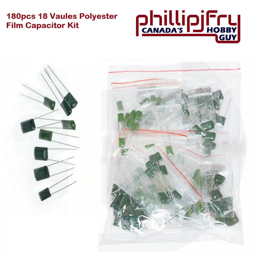180PCS 18 Values Polyester Film Capacitor Assortment Electrolytic Kit