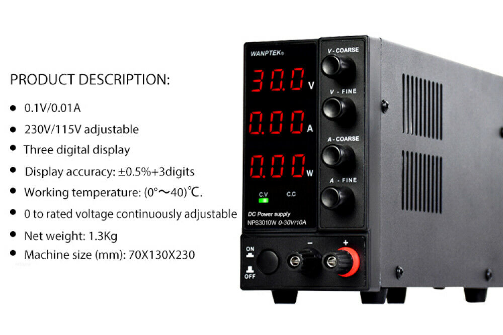 Wanptek 30V 10A Variable DC Power Supply