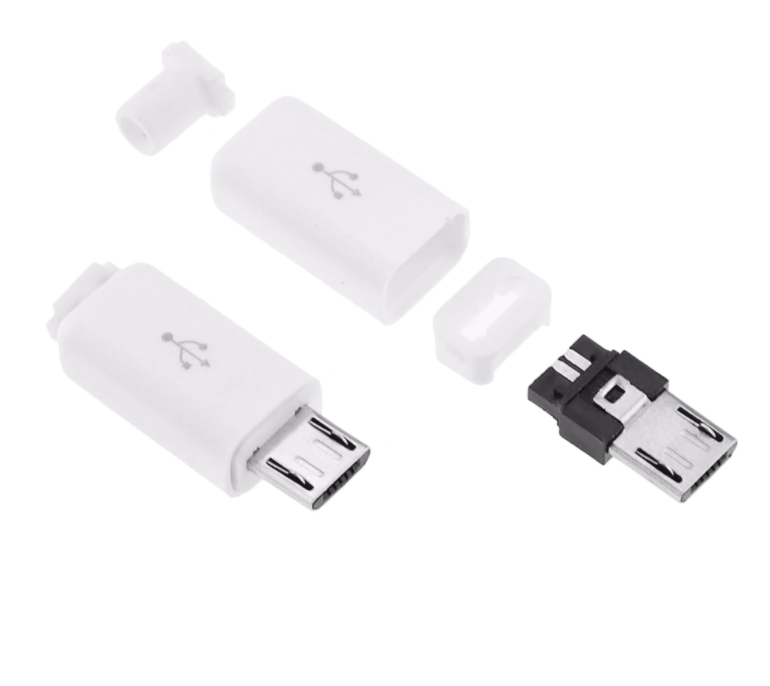 Black/White Micro USB 5Pin Male Plug Connector DIY (5 pack)