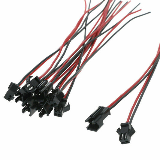 100mm Long JST SM 2 Pins Plug Male to Female Wire Pairs (10 pairs)