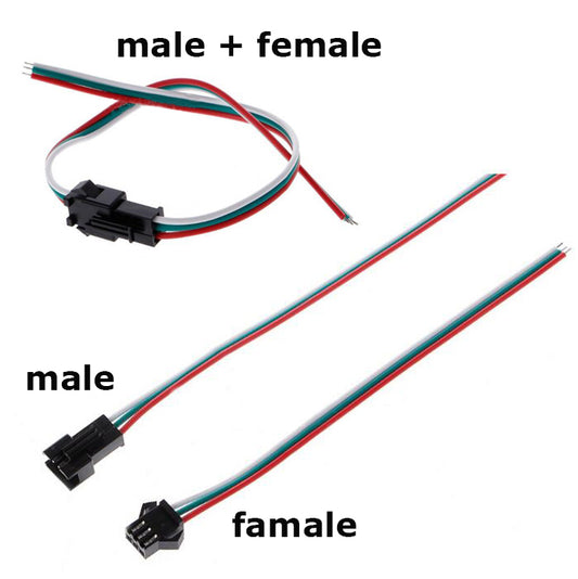 3pin JST Connector Cable Wire Male + Female (10 pairs)