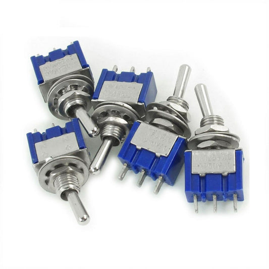 Mini MTS-102 3-Pin SPDT ON-ON 6A 125VAC Toggle Switches (5 pack)