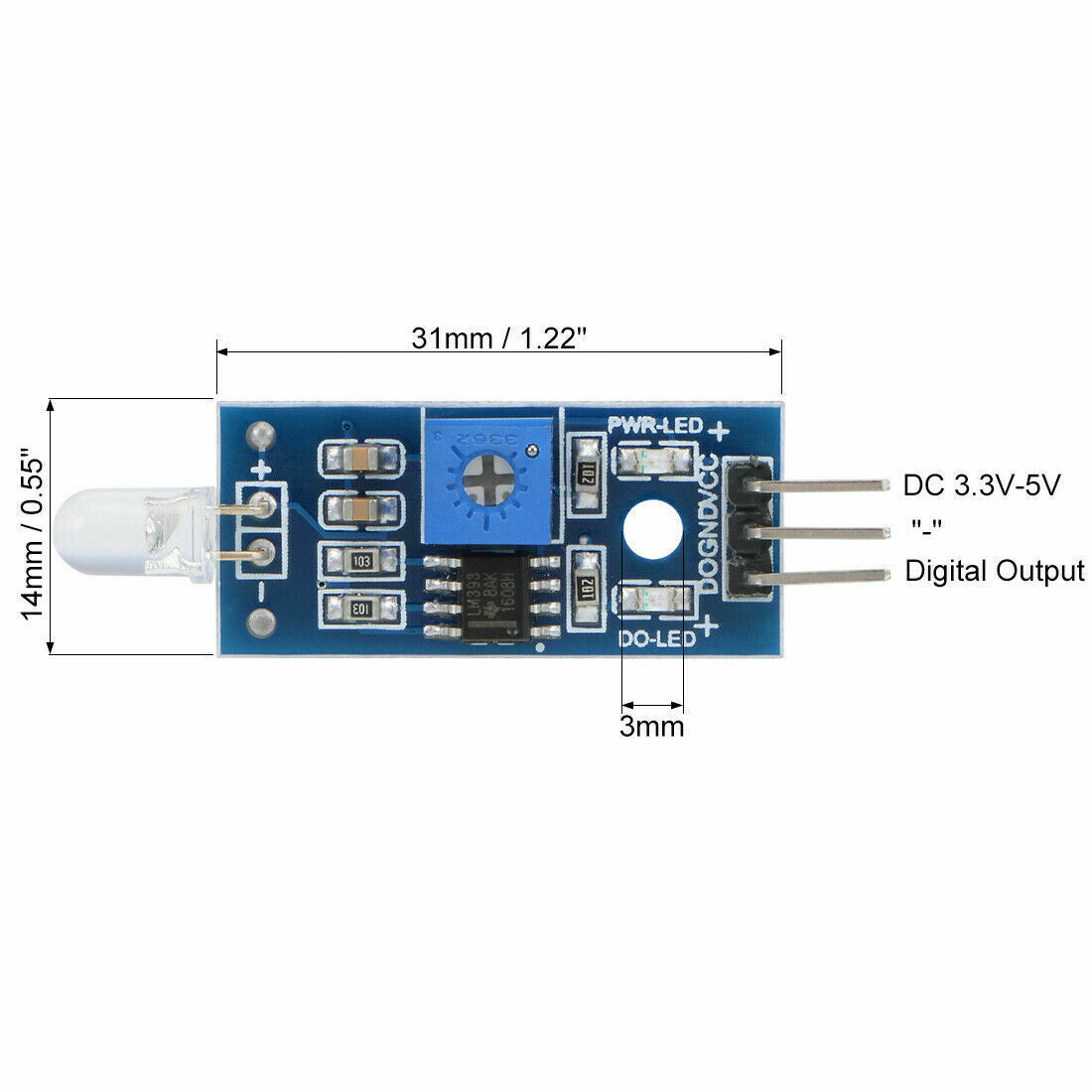 Photosensitive Diode Sensor Light Detection Module 3-Pin for Arduino