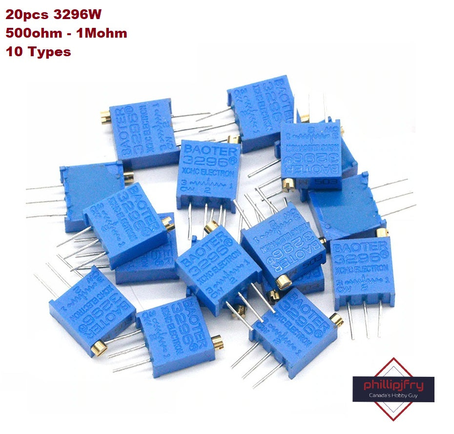 3296W Multiturn Variable Resistor Trimmer Potentiometer Kit 10 Value 20pcs