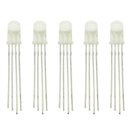 RGB Tri-Color F5 5mm Diffused Common Cathode or Anode (50 pack)