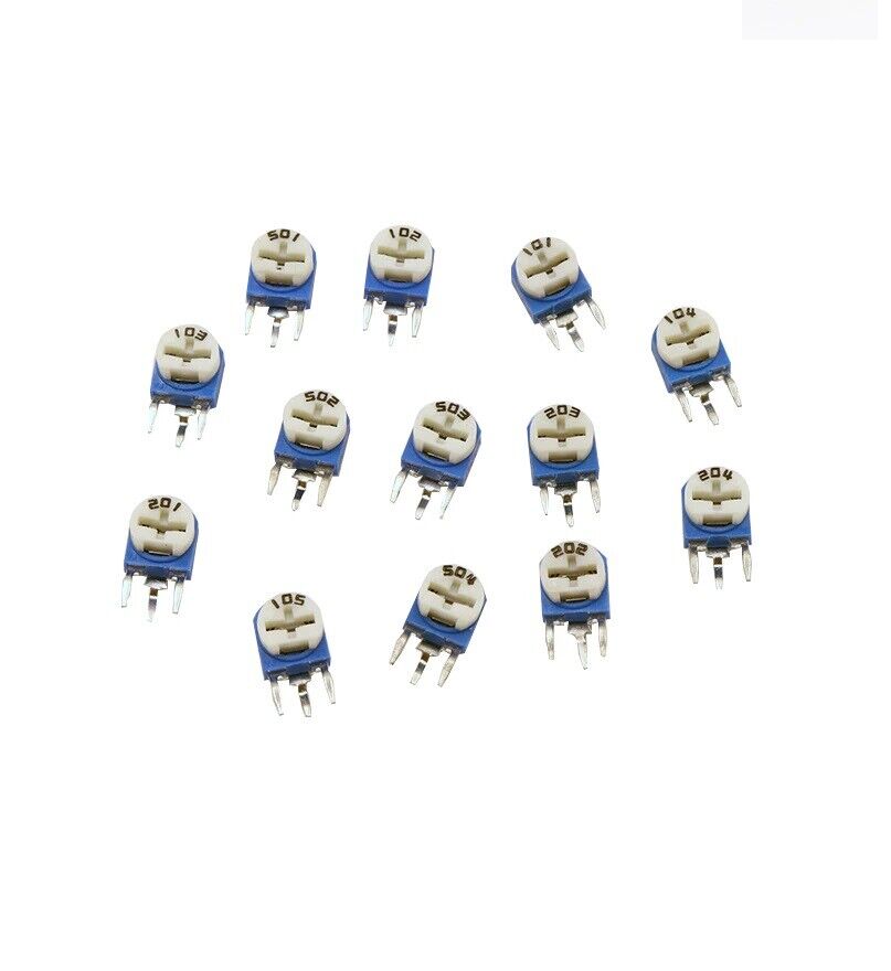 65pcs RM063 Vertical Blue White Adjustable Resistor Kit 100 ohm-1M ohm-13 Values