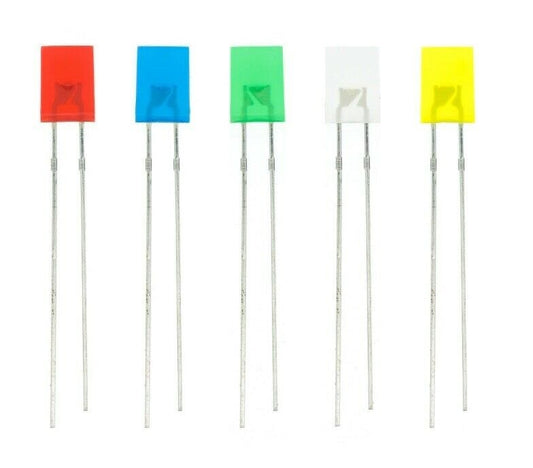2X5X7mm DIFFUSED 2Pin Square Red/White/Blue/Green/Yellow LED. 50 (pack)