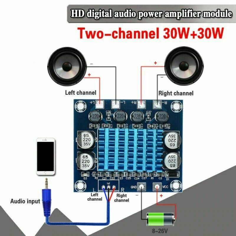 TPA3110 XH-A232 30W+30W 2.0 Channel Digital Stereo Audio Power Amplifier Board