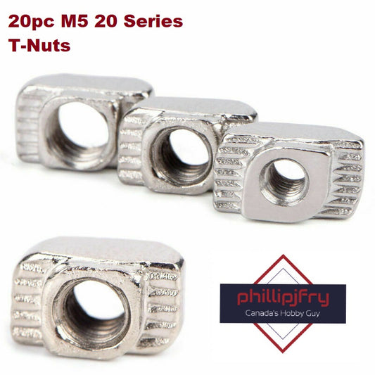 M5 20 Series Aluminum Profile Drop in T-Nuts. (20 Pack)