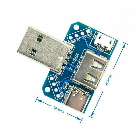USB Head Switchboard Male to Female, Type-c and Micro USB to 2.54mm 4P